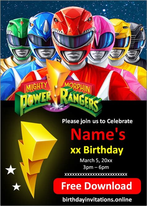 power ranger printable|free printable power rangers invitations.